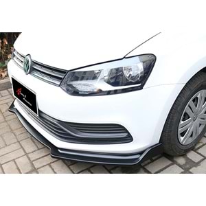 Polo Mk5 Plus V2 Front Lip 3 Pieces Piano Black ABS / 2009-2017