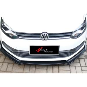 Polo Mk5 Plus V2 Front Lip 3 Pieces Piano Black ABS / 2009-2017