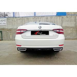 Super B Mk3 Sport Diffuser With R+L Chromee Exhaust Tips Piano Black Vacuum Plastic / 2015 -