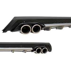 Universal Elit G Style Rear Diffuser ABS / (Grey + Matte Black - Circle Exhaust Tips)