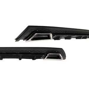 Universal Elit Plus B Style Rear Diffuser ABS / (Piano Black + Matte Black - Square Exhaust Tips)