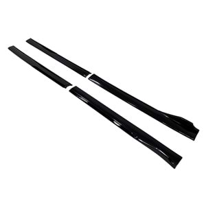Universal Race Style Side Skirt With Flaps Piano Black ABS / Piano Black