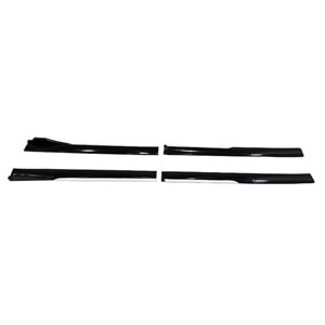 Universal Race Style Side Skirt With Flaps Piano Black ABS / White