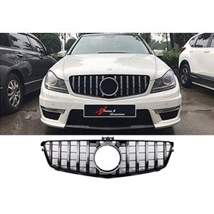 W204 GTR Front Grille ABS / 2007-2014 (Chrome Line + Piano Black)