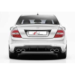 W204 AMG Rear Diffuser Piano Black Left + Right Dual Dual Vacuum Plastic / 2011-2014