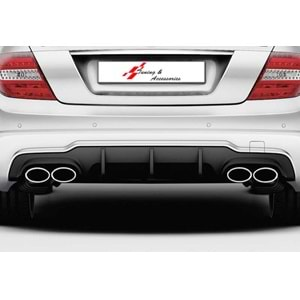 W204 AMG Rear Diffuser Piano Black Left + Right Dual Dual Vacuum Plastic / 2011-2014