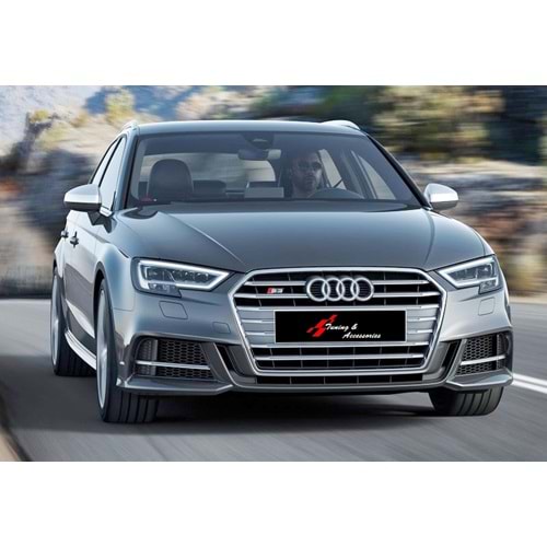 A3 8V S3 Front Grille ABS / 2017-2019 (Chrome Frame + Gray)