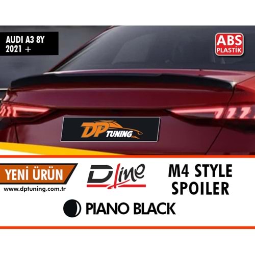 A3 8Y Sedan M4 Style Rear Trunk Spoiler Piano Black ABS / 2020-up