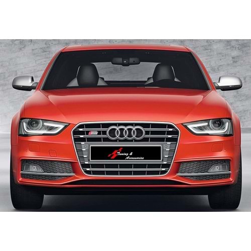 A4 B8 FL S4 Front Grille ABS / 2012-2015 (Chrome Frame + Gray)