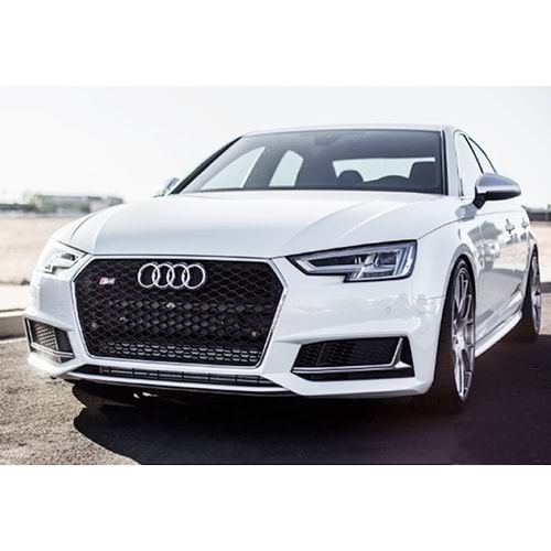 A4 B9 RS4 Front Grille ABS / 2016-2018 (Chrome Frame + Piano Black)