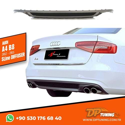 A4 B8 FL S Line Rear Diffuser Left+Right Double Outputs Matte Dark Grey ABS / 2012-2015 (Standart Bmp)