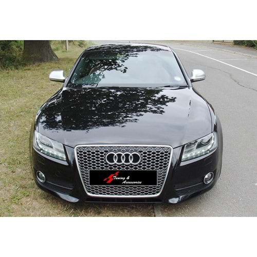 A5 B8 RS5 Front Grille ABS / 2007-2011 (Chrome Frame + Grey)