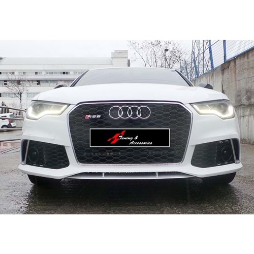 A6 C7 RS6 Front Grille ABS / 2011-2015 (Chrome Frame + Piano Black)
