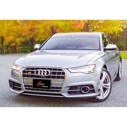A6 C7 FL S6 Front Grille ABS / 2015-2018 (Chrome Frame + Piano Black)