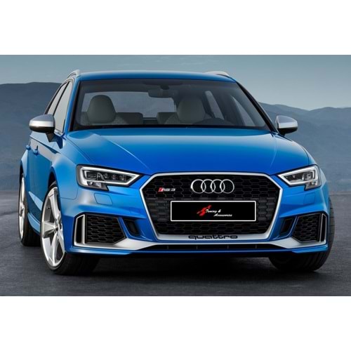 A3 8V FL RS3 Front Grille ABS / 2017-2019 (Matte Grey Frame + Piano Black With Quattro Badge)