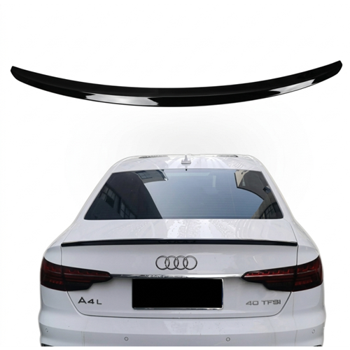 A4 B9 S4 Style Rear Trunk Spoiler Piano Black ABS / 2019-2021