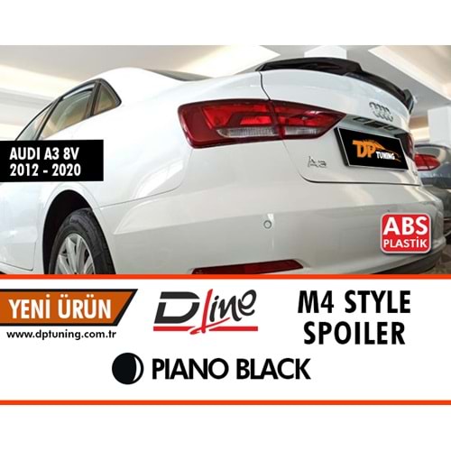 A3 8V M4 Style Rear Trunk Spoiler Piano Black ABS / 2012-2019