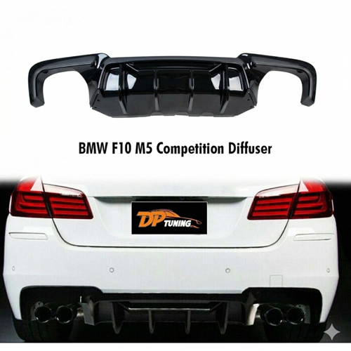 F10 M5 Competition Diffuser R+L Dual Output Piano Black Vacuum Plastic / 2010-2017