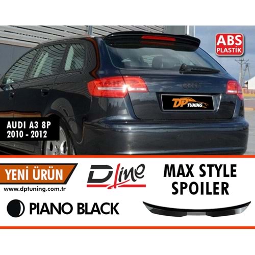 A3 8P Hatchback MAX Spoiler Piano Black ABS / 2010-2013