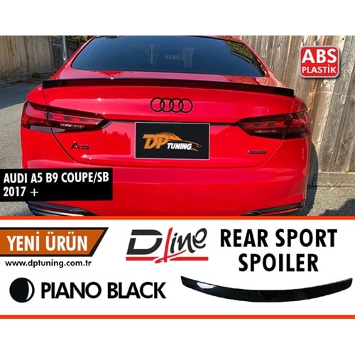 A5 B9 Rear Sport Style Spoiler Piano Black ABS / 2017 - 2021 (Coupe & Sedan)
