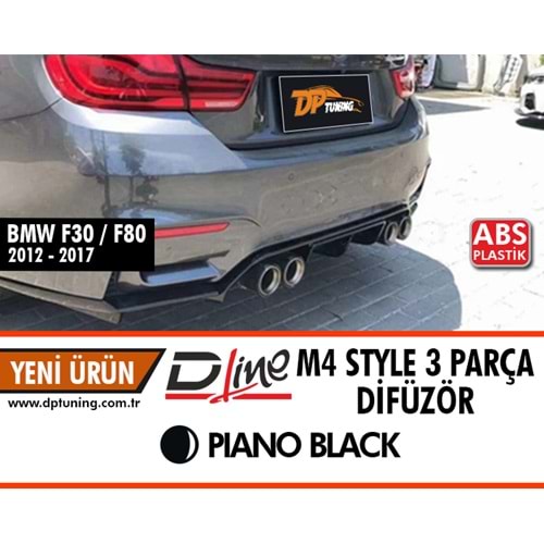 F30 M3 Vorstainer Difüzör Piano Black ABS / 2012-2018 (3 Parça)