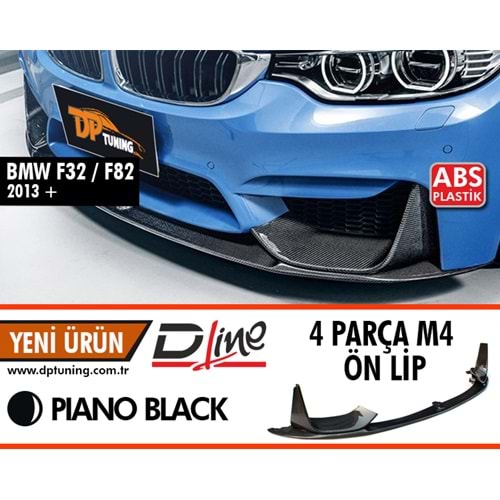 F32 M4 Front Lip Piano Black ABS / 2014-2020 (4 Piece)