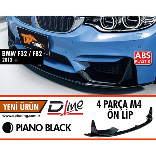 F32 M4 Front Lip Piano Black ABS / 2014-2020 (4 Piece)