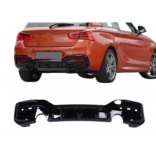 F20 LCI M Performance Rear Diffuser Left Right Single Output Glossy Black ABS / 2015-2019