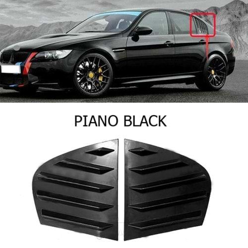 E90 Side Window Louver Piano Black ABS / 2004-2011
