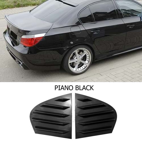 E60 Side Window Louver Piano Black ABS / 2003-2010