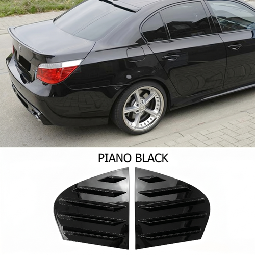 E60 Side Window Louver Piano Black ABS / 2003-2010