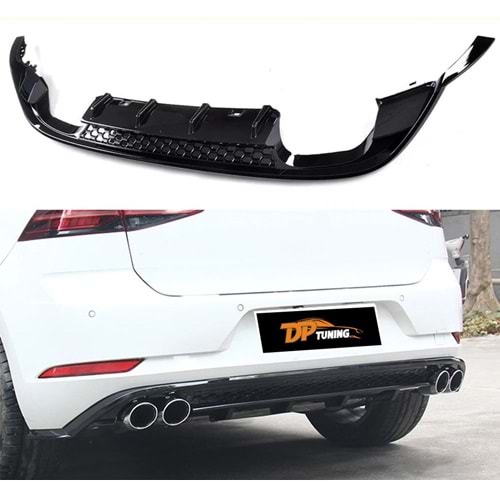 Golf Mk7 FL R Style Rear Diffuser Piano Black ABS / 2017-2019 (Without Exhaust)