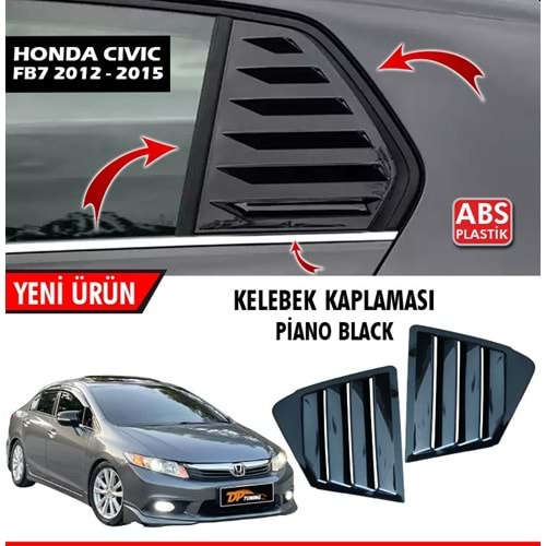 Civic FB7 Side Window Louver Piano Black ABS / 2012-2016