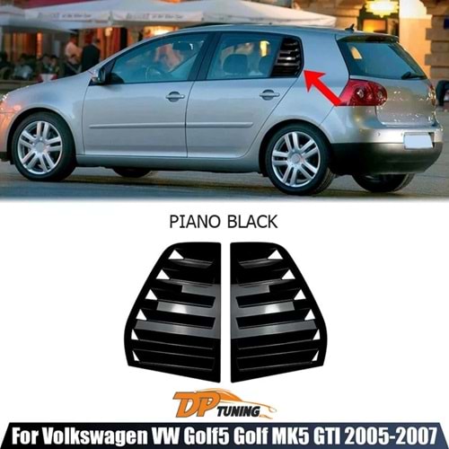Golf 5 Side Window Louver Piano Black ABS / 2003-2009 (DP)