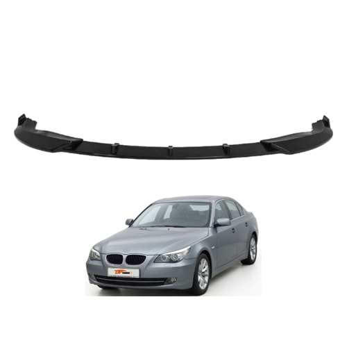 E60 LCI Standard Bumper Front Lip Piano Black ABS / 2008 - 2010 (3 Pieces)