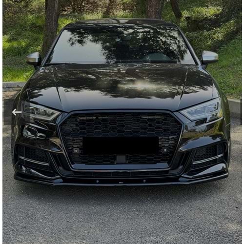 A3 8V FL Max Front Lip Piano Black Vacuum Plastic / 2017-2019