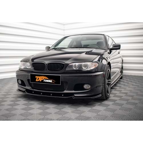 E46 Coupe M Sport / Technic Max V2 Front Lip Piano Black Vacuum Plastic / 2003-2006