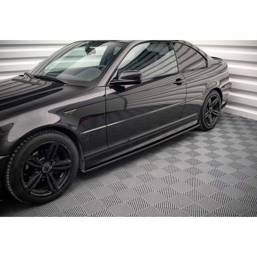 E46 MAX Side Skirt Lower Lip Piano Black Vacuum Plastic / 1997-2006