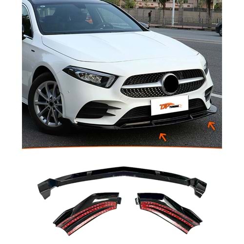 W177 A200 Front Lip Piano Black ABS / 2019-up (3 Pieces)