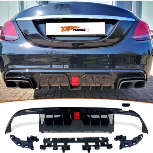 W205 Brabus Model Rear Diffuser Piano Black ABS / 2015 - 2021