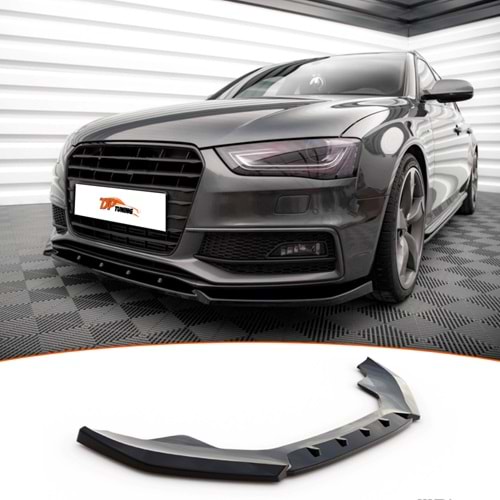 A4 B8 S-Line Max V3 Front Lip Piano Black Vacuum Plastic / 2012 - 2015