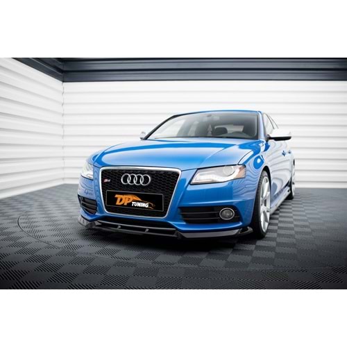 A4 B8 S4 / S-Line Max V4 Front Lip Piano Black Vacuum Plastic / 2008 - 2011