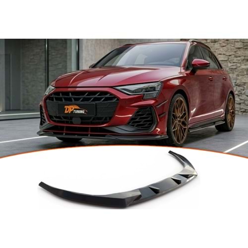 A3 S3 8Y Facelift Max V1 Front Lip Piano Black Vacuum Plastic / 2024-up