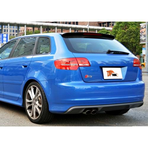 A3 8P S3 Style Rear Bumper Lip Left Double Outputs Raw Surface Vacuum Plastic / 2005-2012 (4 Doors)