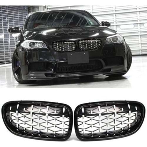 F10 Diamond Front Grille ABS / 2010-2017 (Chrome + Piano Black)