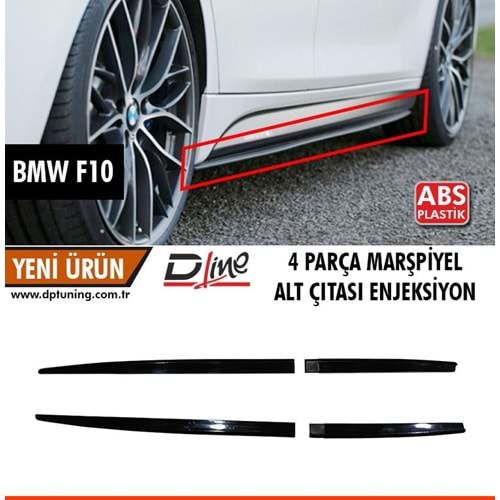 F10 Side Skirts Lower Lip Piano Black ABS / 2010-2017 (4 Pieces)