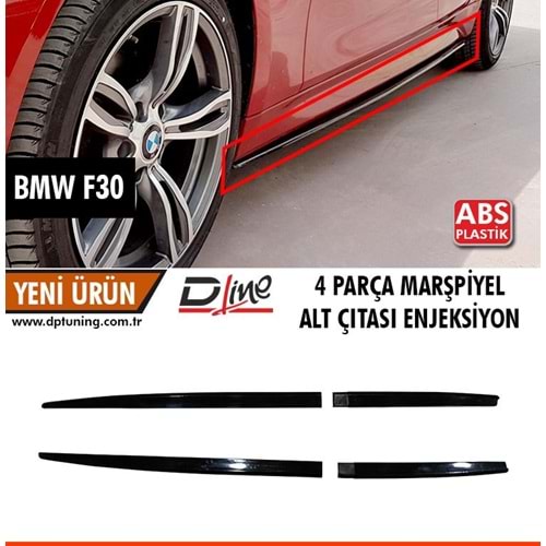 F30 Side Skirts Lower Lip Piano Black ABS / 2012-2018 (4 Pieces)