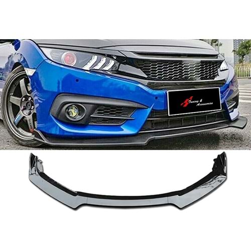 Civic FC5 Front Lip Piano Black ABS / 2016-2021 (3 Piece)