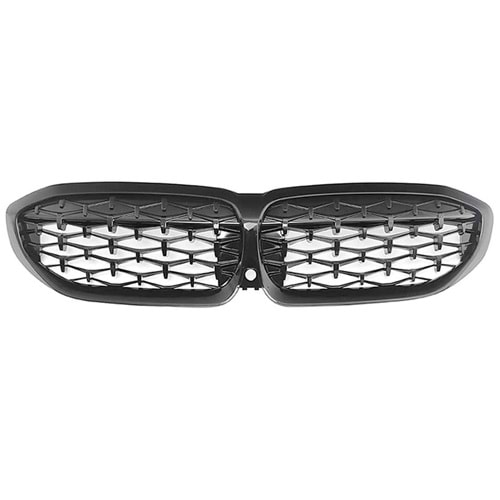 G20 Diamond Front Grille With Camera Slort ABS / 2019-up (Piano Black)