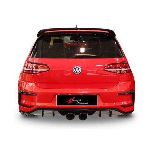 Golf Mk7 R400 Style Rear Diffuser Middile Double Outputs Piano Black Vacuum / 2012-2017